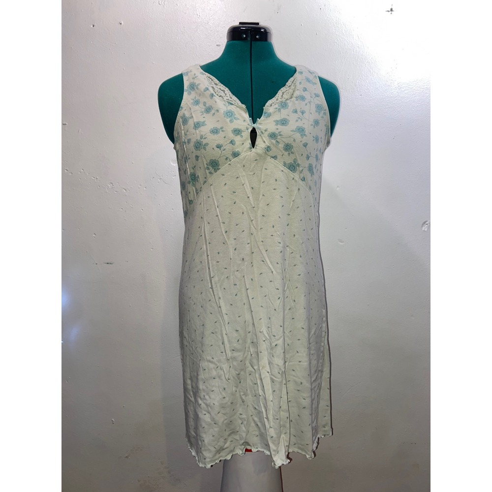 Classic Elements Vintage Y2K 90s‎ Coquette Floral Lace Trim Nightgown Slip Dress